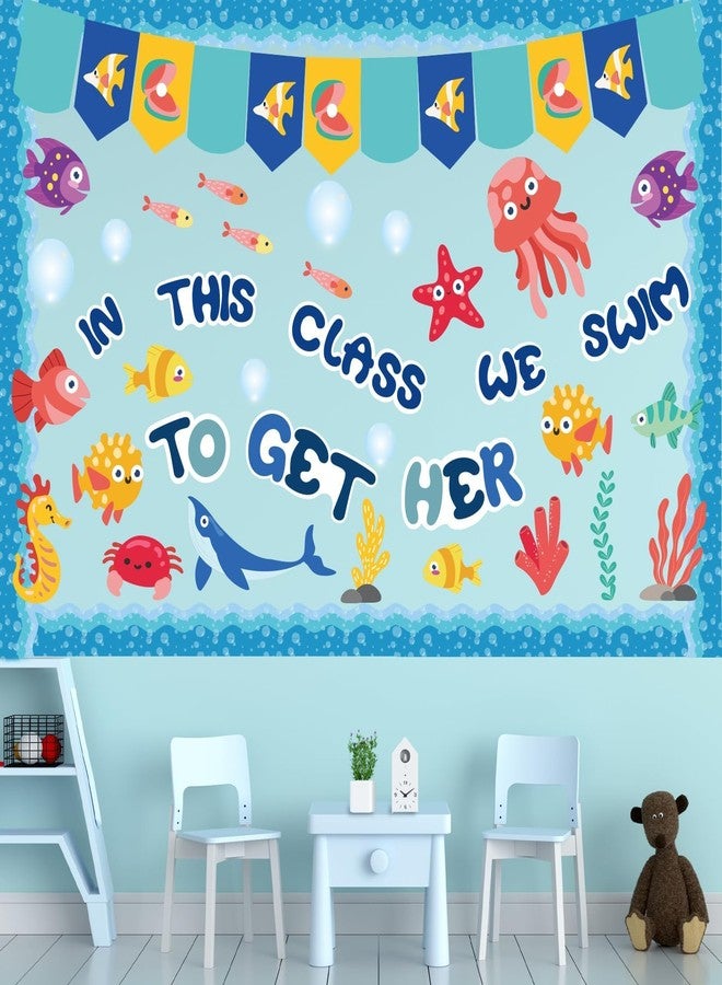 VABAMNA Ocean Themed Bulletin Board Border Decorations Under The Sea Classroom Decorations, 80Pcs Jellyfish Starfish Coral Ocean Animals Cutouts for Teacher Back to School Supplies Classroom Door Wall Decor - Image 2